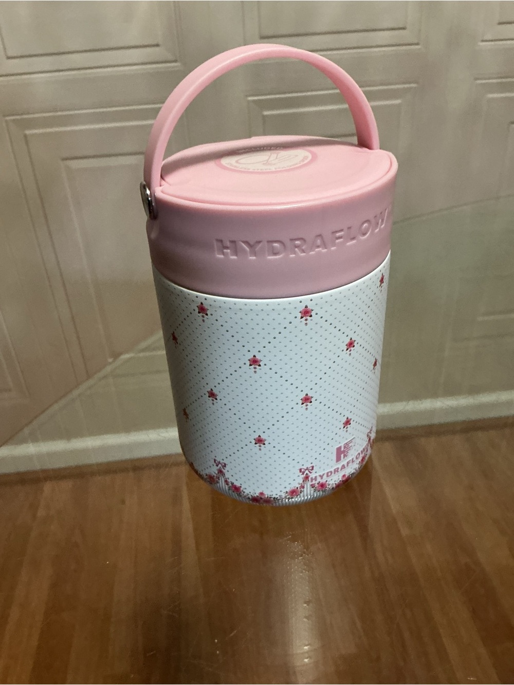 Hydraflow Pod Insulated Food Jar w/ Spoon 28 oz Stainless Steel Floral Bows New